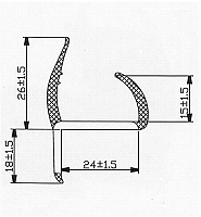 Уплотнитель резинопластиковый, "Г"-профиль, ширина 25 мм (5 м). Артикул У-900725