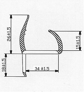 Уплотнитель дверной 34 мм профиль "Г" (3 м). Артикул У-900733