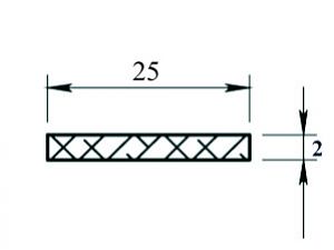 Пластина установочная для дверного резинового профиля 25 х 2 мм (2 метра). Артикул П-909122